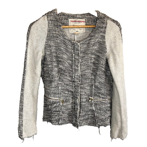 Anthropologie Cartonnier Knit Cardigan Womens M Ivory Snap Front Heavy Caridgan - Picture 3 of 9